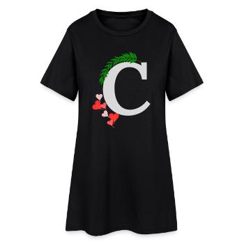 C - Frauen T-Shirt-Kleid - Schwarz - Vorne