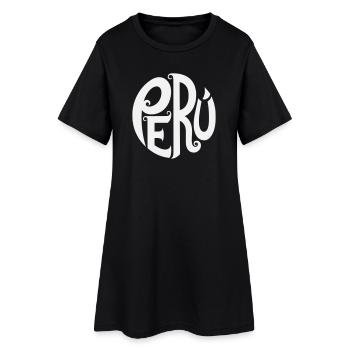 Peru - Ornate Typography - Women’s T-Shirt Dress - black - Front