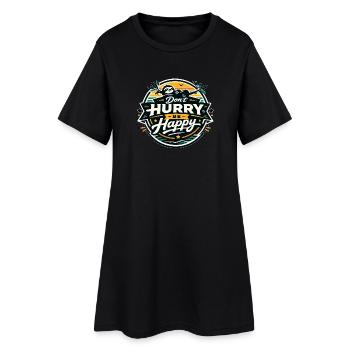 Ne te presse pas, sois heureux paresseux - Robe T-shirt Femme - noir - Devant