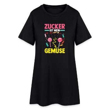 Süschigkeiten Naschkatze Süßes Mädchen - Frauen T-Shirt-Kleid - Schwarz - Vorne