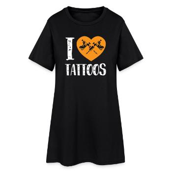 I Love Tattoos Orange Heart Ink Artist Design - Frauen T-Shirt-Kleid - Schwarz - Vorne