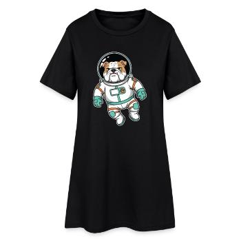 English Bulldog Dog Space Astronaut - Women’s T-Shirt Dress - black - Front