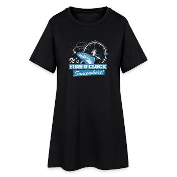 Lustiger Angelspruch – Hooked on Fishing Humor - Frauen T-Shirt-Kleid - Schwarz - Vorne