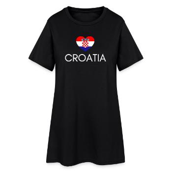 Cœur avec drapeau croate, j’aime la Croatie - Robe T-shirt Femme - noir - Devant
