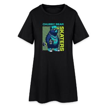 Chubby Bear Skater: Cool Bear with Skateboard - Women’s T-Shirt Dress - black - Front