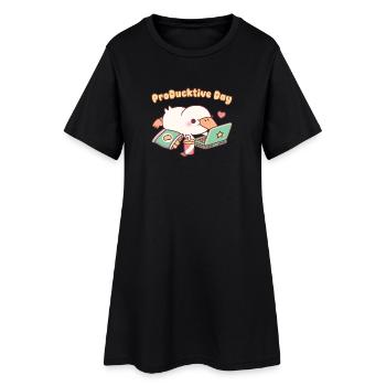 Cute Duck Chilling With Laptop ProDucktive Day - Women’s T-Shirt Dress - black - Front