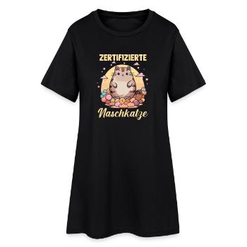 Süschigkeiten Naschkatze Süßes Mädchen - Frauen T-Shirt-Kleid - Schwarz - Vorne