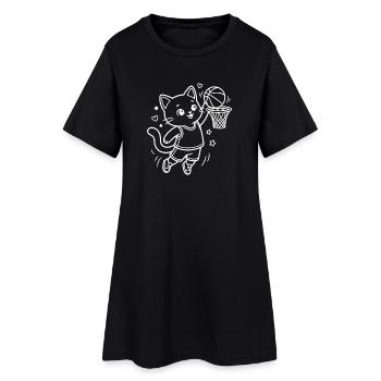 Kawaii Cat Baseball Player - Women’s T-Shirt Dress - black - Front