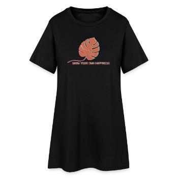 Monstera Glow Feuille de Bonheur - Robe T-shirt Femme - noir - Devant