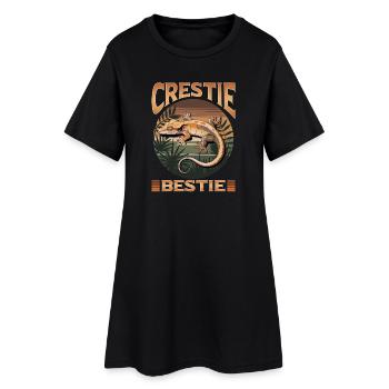 Gecko à crête reptile drôle - Robe T-shirt Femme - noir - Devant
