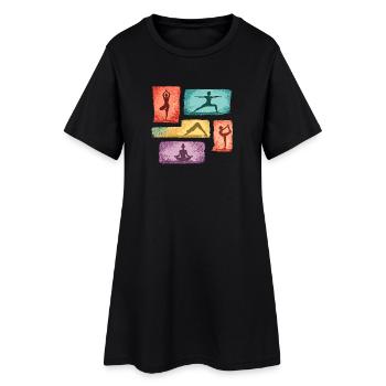Collage de postures de yoga vibrantes - Robe T-shirt Femme - noir - Devant
