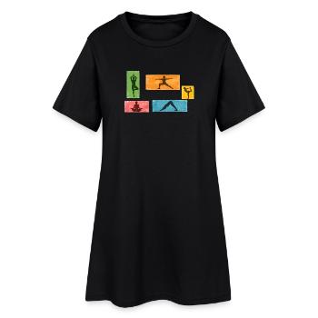 Bloc de couleurs Grunge Yoga Silhouettes - Robe T-shirt Femme - noir - Devant