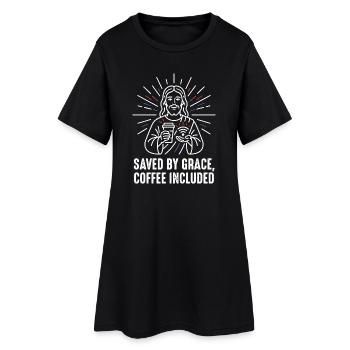 Sauvés par Grace – Café inclus - Robe T-shirt Femme - noir - Devant