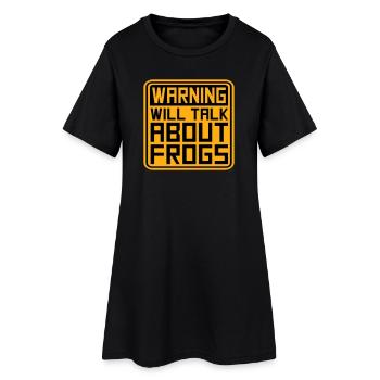 Warning Will Talk About Frogs Frosch Lustig Tier - Frauen T-Shirt-Kleid - Schwarz - Vorne