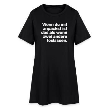 QUAND ON PASSE AUX CHOSES SÉRIEUSES, C’EST COMME ÇA... PARESSEUX ET STUPIDES - Robe T-shirt Femme - noir - Devant