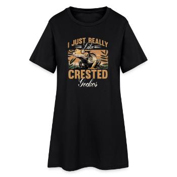 Gecko à crête reptile drôle - Robe T-shirt Femme - noir - Devant