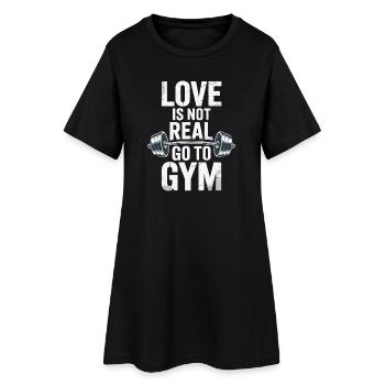 L’amour n’est pas réel - direction la salle de sport - Robe T-shirt Femme - noir - Devant