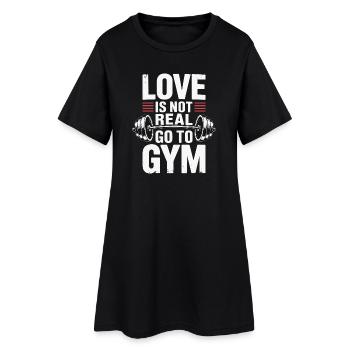 L’amour n’est pas réel - direction la salle de sport - Robe T-shirt Femme - noir - Devant