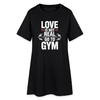 L’amour n’est pas réel - direction la salle de sport - Robe T-shirt Femme - noir - Devant