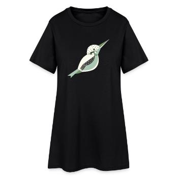 Martin-pêcheur de style géométrique avec pois L blanc - Robe T-shirt Femme - noir - Devant