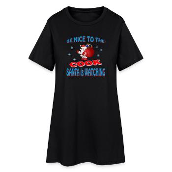 SANTA COOK - Frauen T-Shirt-Kleid - Schwarz - Vorne