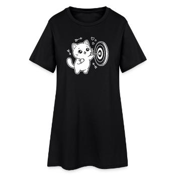Joueur de fléchettes Kawaii Cat - Robe T-shirt Femme - noir - Devant
