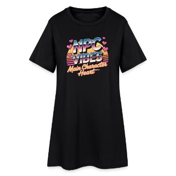 NPC Vibes | Main Character Energy Gaming - Frauen T-Shirt-Kleid - Schwarz - Vorne