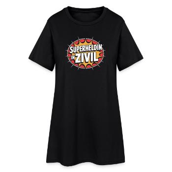 Super-héroïne en costume de super-héros civil - Robe T-shirt Femme - noir - Devant