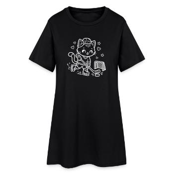 Joueur de hockey sur glace des Kawaii Cat - Robe T-shirt Femme - noir - Devant