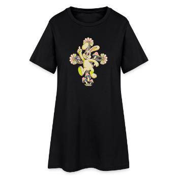 Danse disco Pastel Bunny - Robe T-shirt Femme - noir - Devant