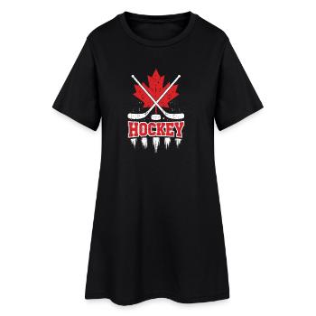 Hockey Maple Crosslogo - Frauen T-Shirt-Kleid - Schwarz - Vorne
