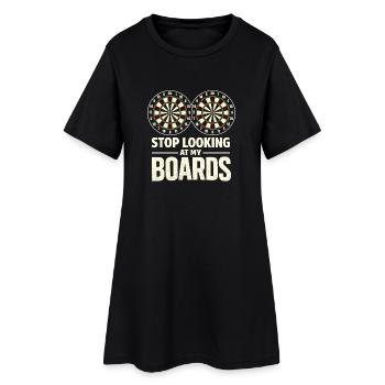 Arrête de regarder mes planches Joueur de fléchettes Cible - Robe T-shirt Femme - noir - Devant