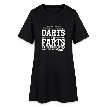 Les fléchettes et les pets se trompent sur la libération et il se retourne - Robe T-shirt Femme - noir - Devant