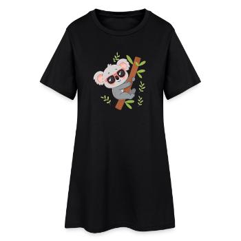Koala branché sur branche tropicale - Robe T-shirt Femme - noir - Devant