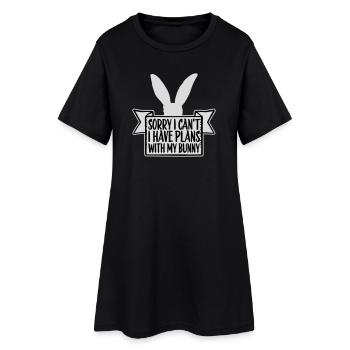 Sorry I Can't I Have Plans With My Bunny Hase Logo - Women’s T-Shirt Dress - black - Front