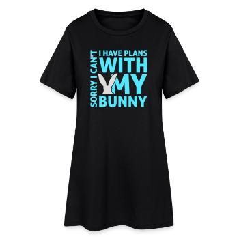 Sorry I Can't I Have Plans With My Bunny Hase Logo - Women’s T-Shirt Dress - black - Front
