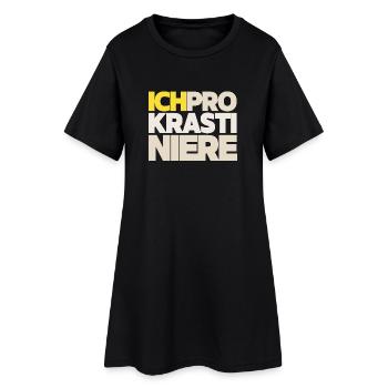 Prokrastinieren Block Typo Collage - Frauen T-Shirt-Kleid - Schwarz - Vorne