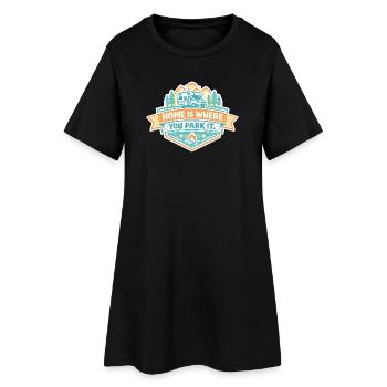Zuhause ist, wo du parkst - Campen - Frauen T-Shirt-Kleid - Schwarz - Vorne