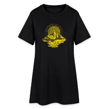 Sun wreath over mountain lake - Women’s T-Shirt Dress - black - Front