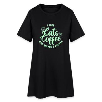 Katzen Kaffee Trio Spruch - Frauen T-Shirt-Kleid - Schwarz - Vorne