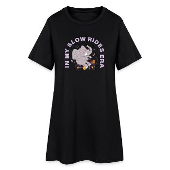 À l’époque de mes balades lentes – motif vélo douillet - Robe T-shirt Femme - noir - Devant