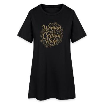 Woman of a Certain Rage Statement Sticker Shirt - Frauen T-Shirt-Kleid - Schwarz - Vorne