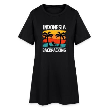 Design rétro de voyage en sac à dos en Indonésie - Robe T-shirt Femme - noir - Devant
