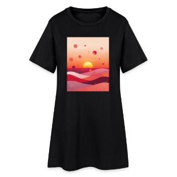 Sonnenuntergang am Meer - Frauen T-Shirt-Kleid - Schwarz - Vorne
