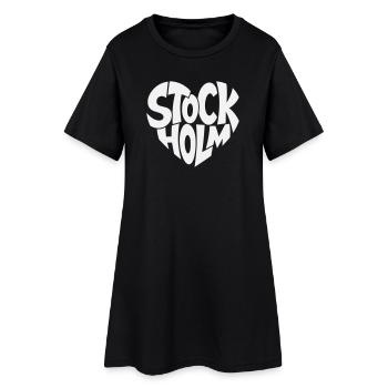 Stockholm Schweden Typografie - Frauen T-Shirt-Kleid - Schwarz - Vorne