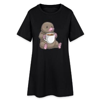 Tasse de café en taupe - Robe T-shirt Femme - noir - Devant