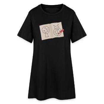 Baum und Marienkäfer Doodle Skizze - Frauen T-Shirt-Kleid - Schwarz - Vorne