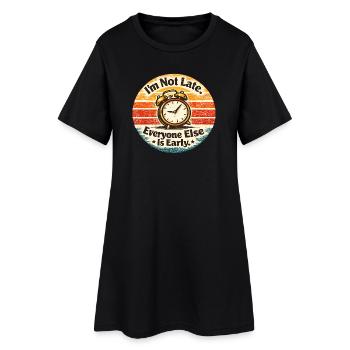 Réveil de ponctualité rétro - Robe T-shirt Femme - noir - Devant