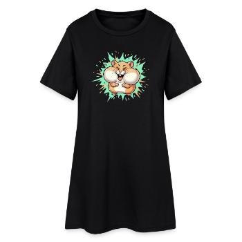 Câlin, heureux, coup de pied de hamster - Robe T-shirt Femme - noir - Devant