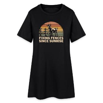 Réparation de clôture depuis le lever du soleil | Vie à la ferme - Robe T-shirt Femme - noir - Devant